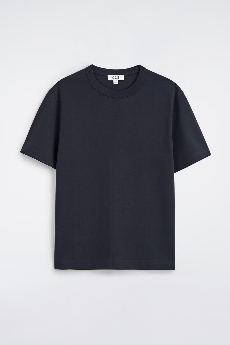 Interlock Cotton Crew-Neck T-Shirt in Navy