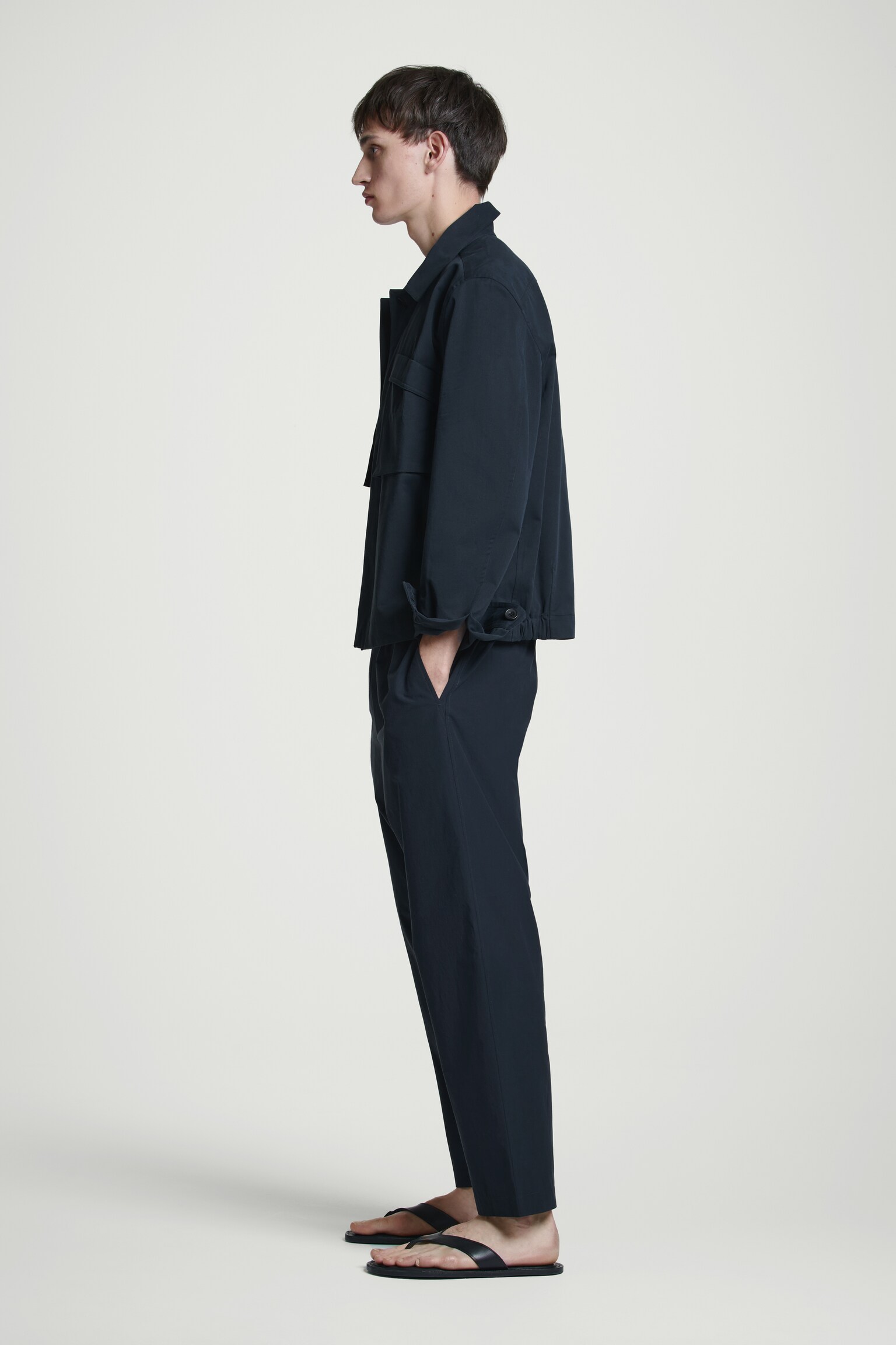 PANTALON TAILLE ÉLASTIQUÉ EN COTON - BLEU MARINE/BLEU/BEIGE - 3