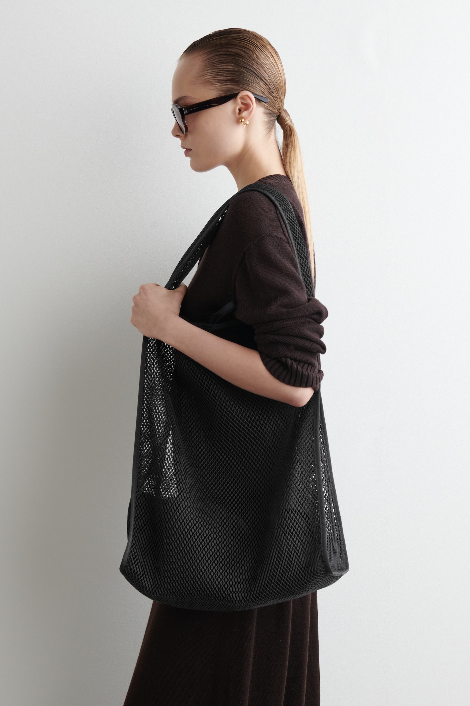 Slouchy draagtas - gaas - ZWART