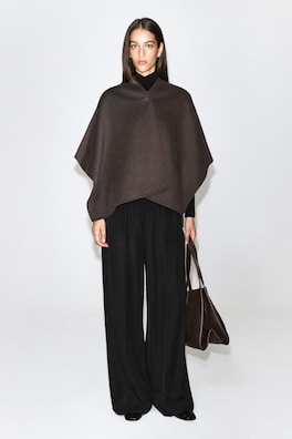 DOUBLE-FACED WOOL-BLEND CAPE — BROWN 1