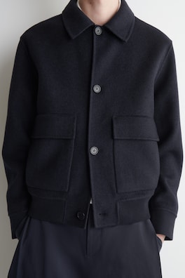 DOUBLE-FACED WOOL-BLEND BOMBER JACKET — NAVY 5
