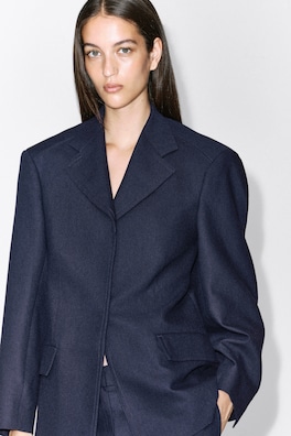 STRUCTURED WOOL-BLEND BLAZER — NAVY 6