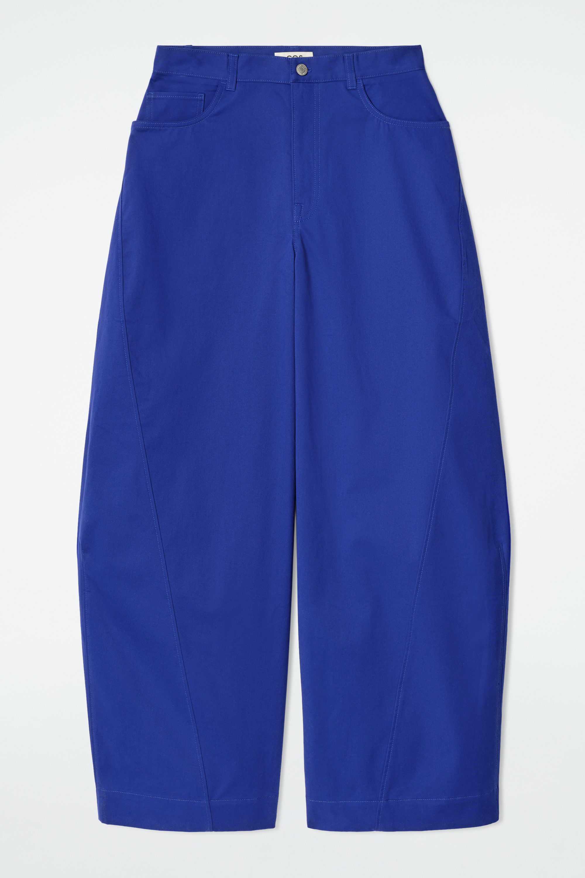 新品未使用完売品【COS】BARREL-LEG COTTON TROUSERS DECONSTRUCTED COTTON BARREL-LEG TROUSERS - BLUE | COS