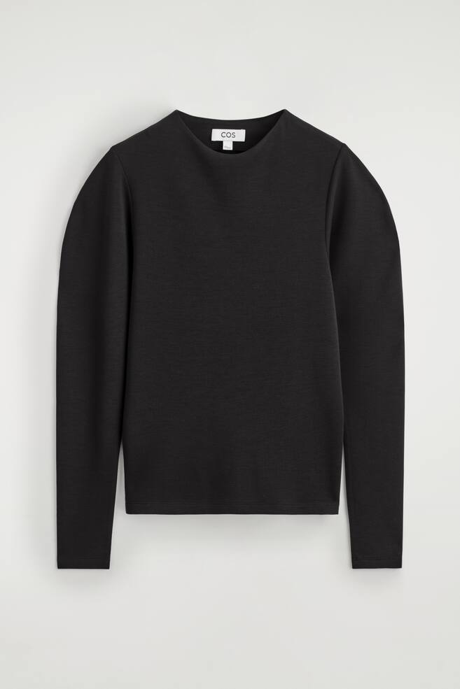 ROUNDED-SLEEVE TOP - BLACK - 1