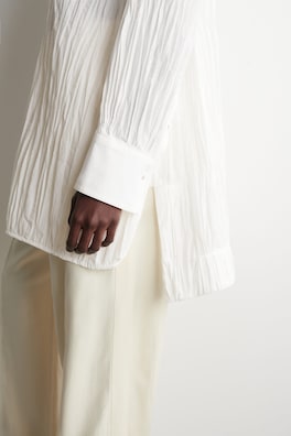 BIB-FRONT CRINKLED-COTTON SHIRT — WHITE 7