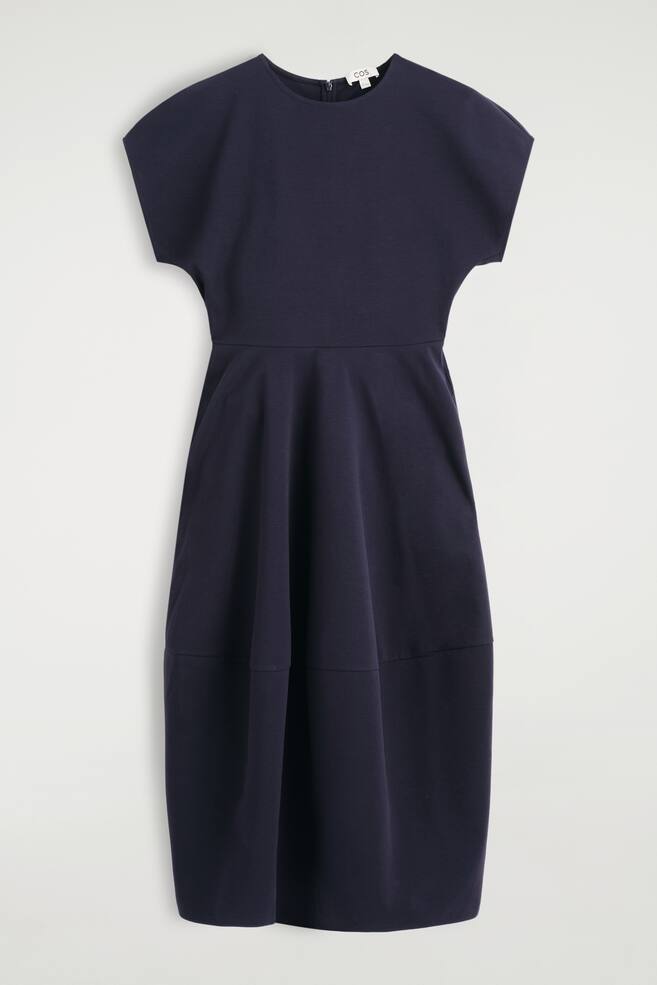 SCULPTED COTTON MIDI DRESS - NAVY/BLACK - 1