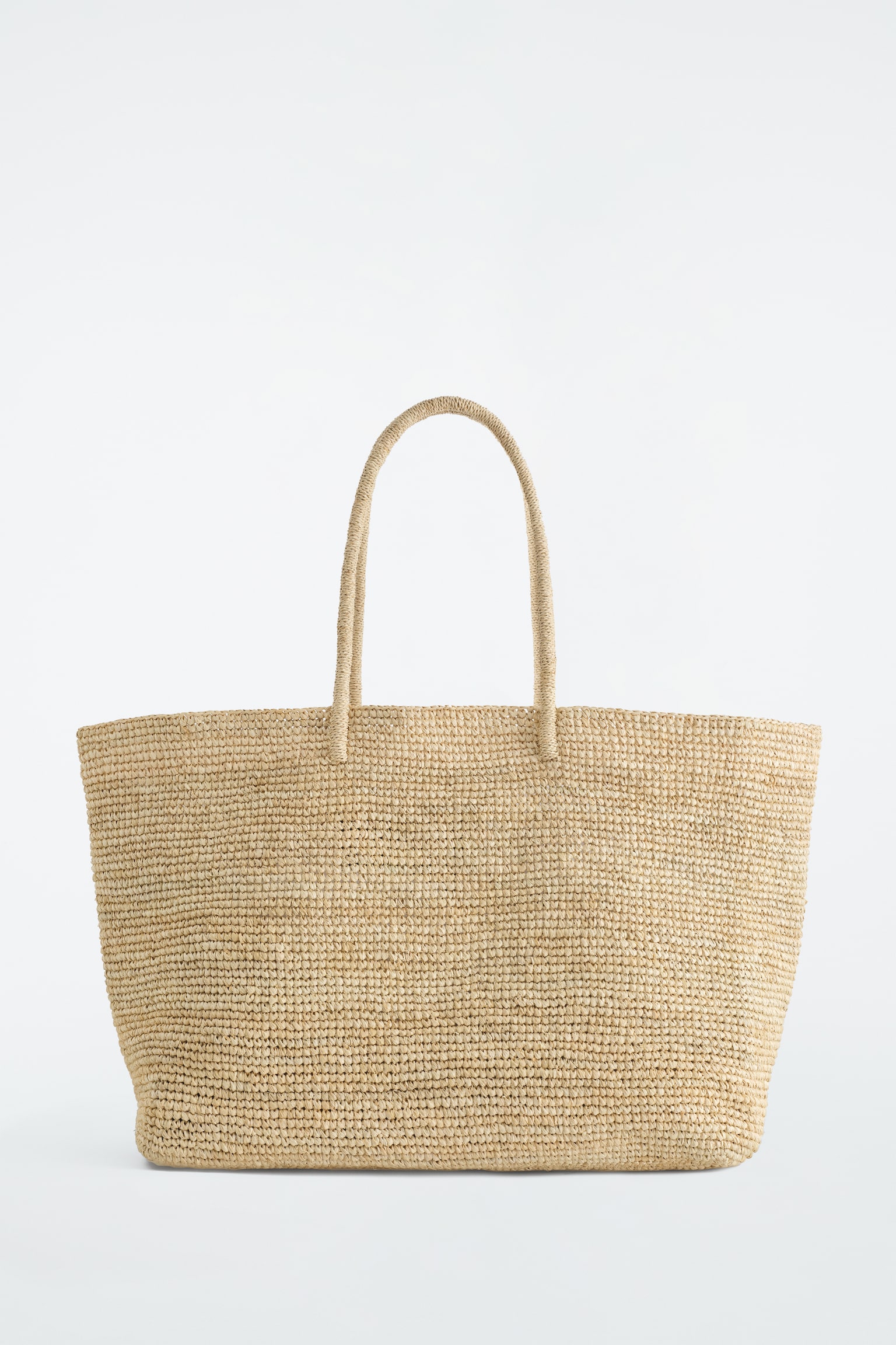 BOLSO TOTE OVERSIZE TEJIDO A MANO - RAFIA - BEIGE/MARRÓN OSCURO - 2