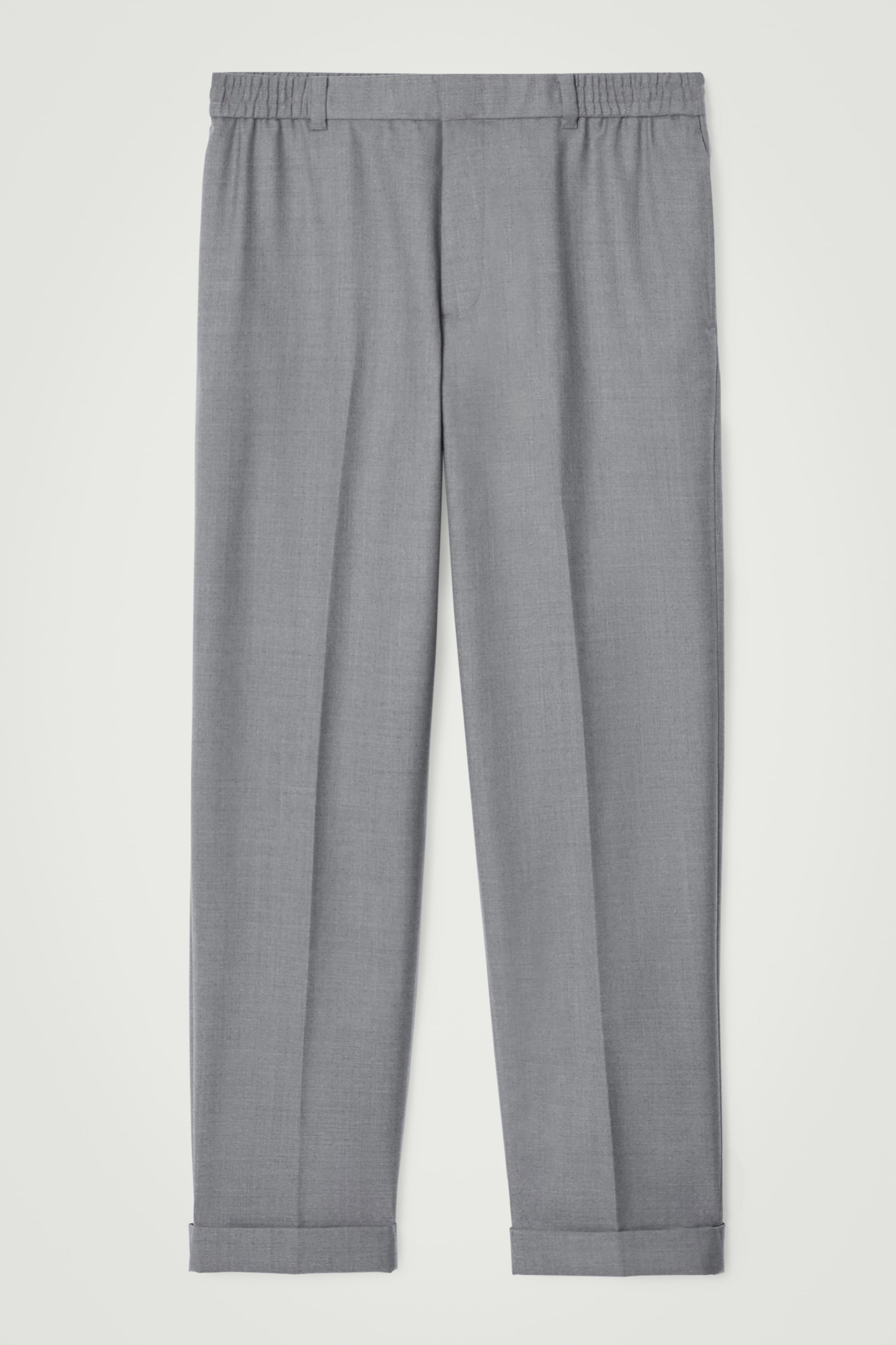 View larger image: TURN-UP WOOL-BLEND STRAIGHT-LEG TROUSERS - GREY MÉLANGE - Men | H&M GB 6