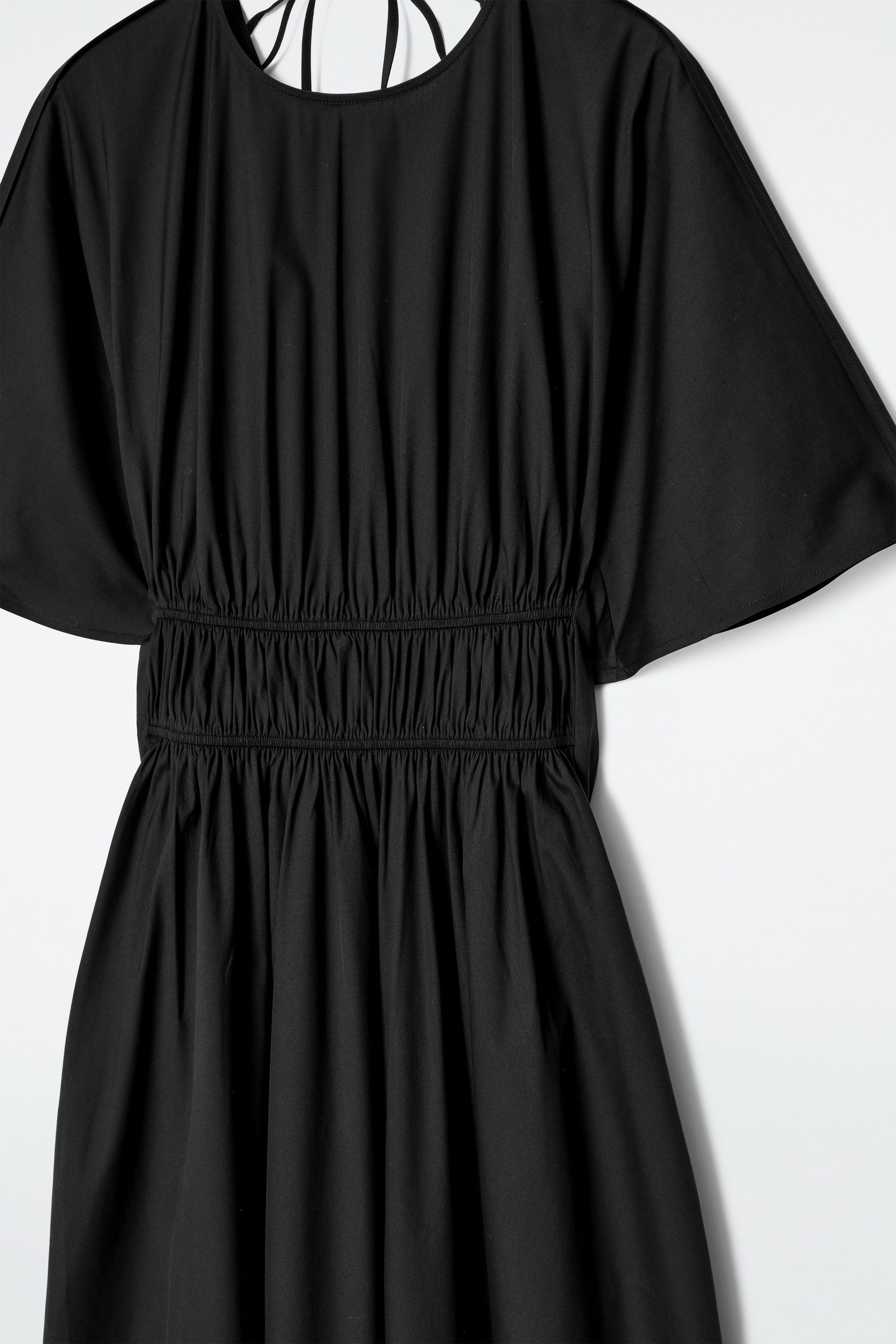 GATHERED OPEN-BACK MIDI DRESS - BLACK | COS