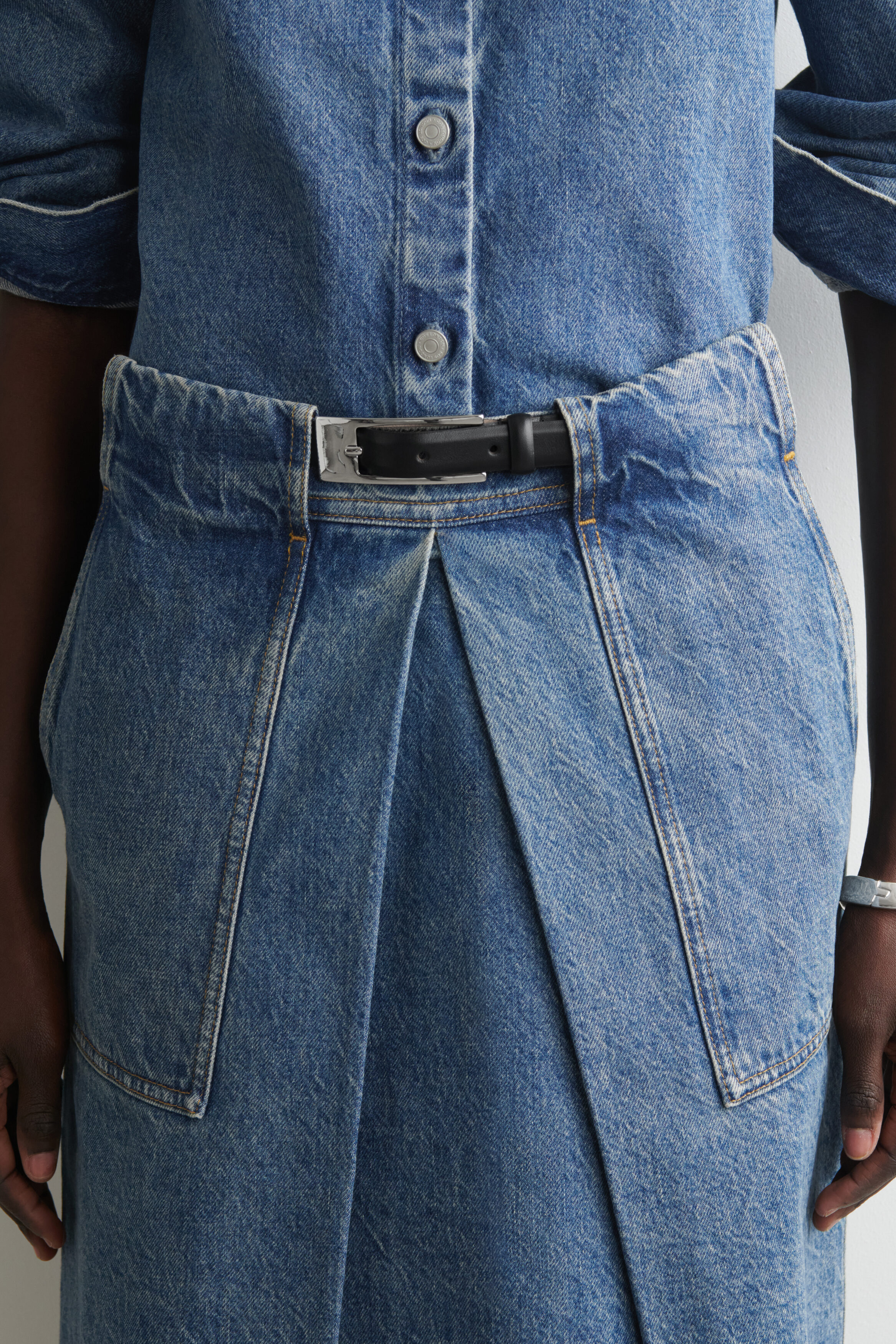 DENIM A-LINE UTILITY SKIRT - BLUE | COS US