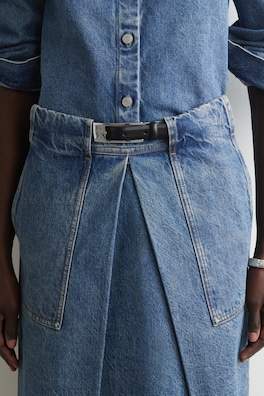 DENIM A-LINE UTILITY SKIRT — BLUE 2