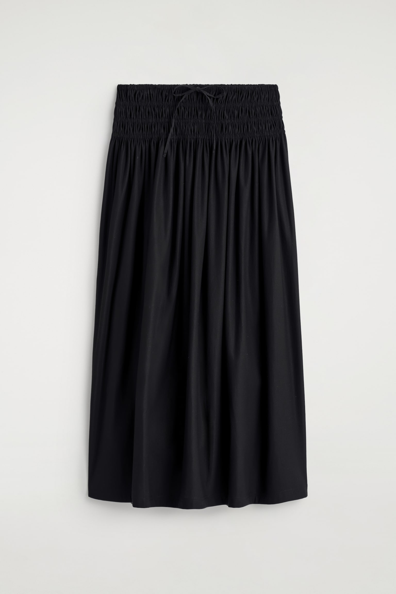 Saia midi com cintura franzida - PRETO - 1