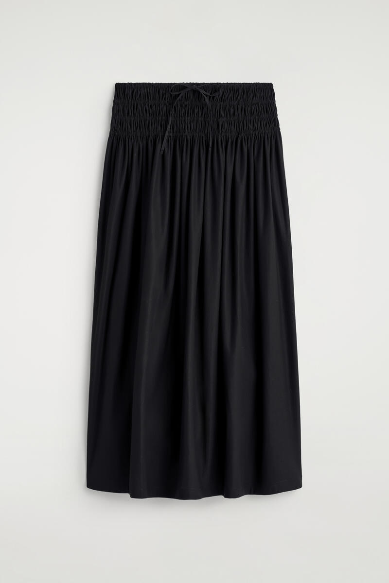 Ruched-Waist Midi Skirt