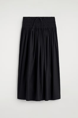 RUCHED-WAIST MIDI SKIRT — BLACK 7