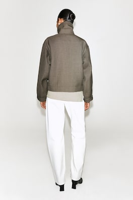 ROUNDED WOOL-BLEND TRENCH JACKET — FOSSIL-BROWN MÉLANGE 6
