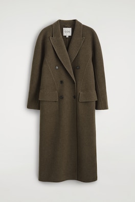 TAILORED DOUBLE-FACED WOOL LONG COAT — BROWN MÉLANGE 9
