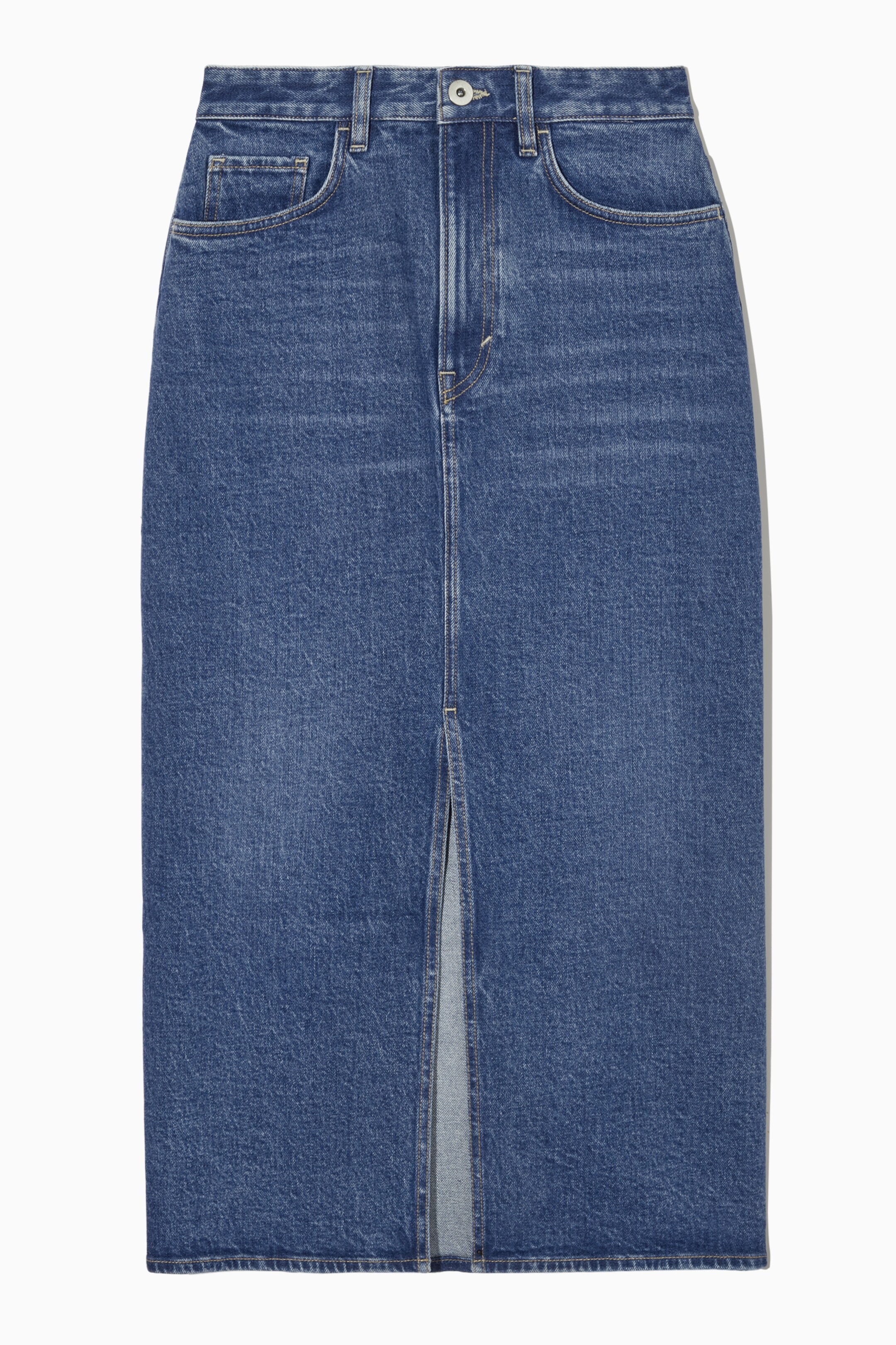 Ingrandisci l'immagine: FRONT-SLIT DENIM MIDI SKIRT - MEDIUM BLUE - DONNA | H&M CH 1