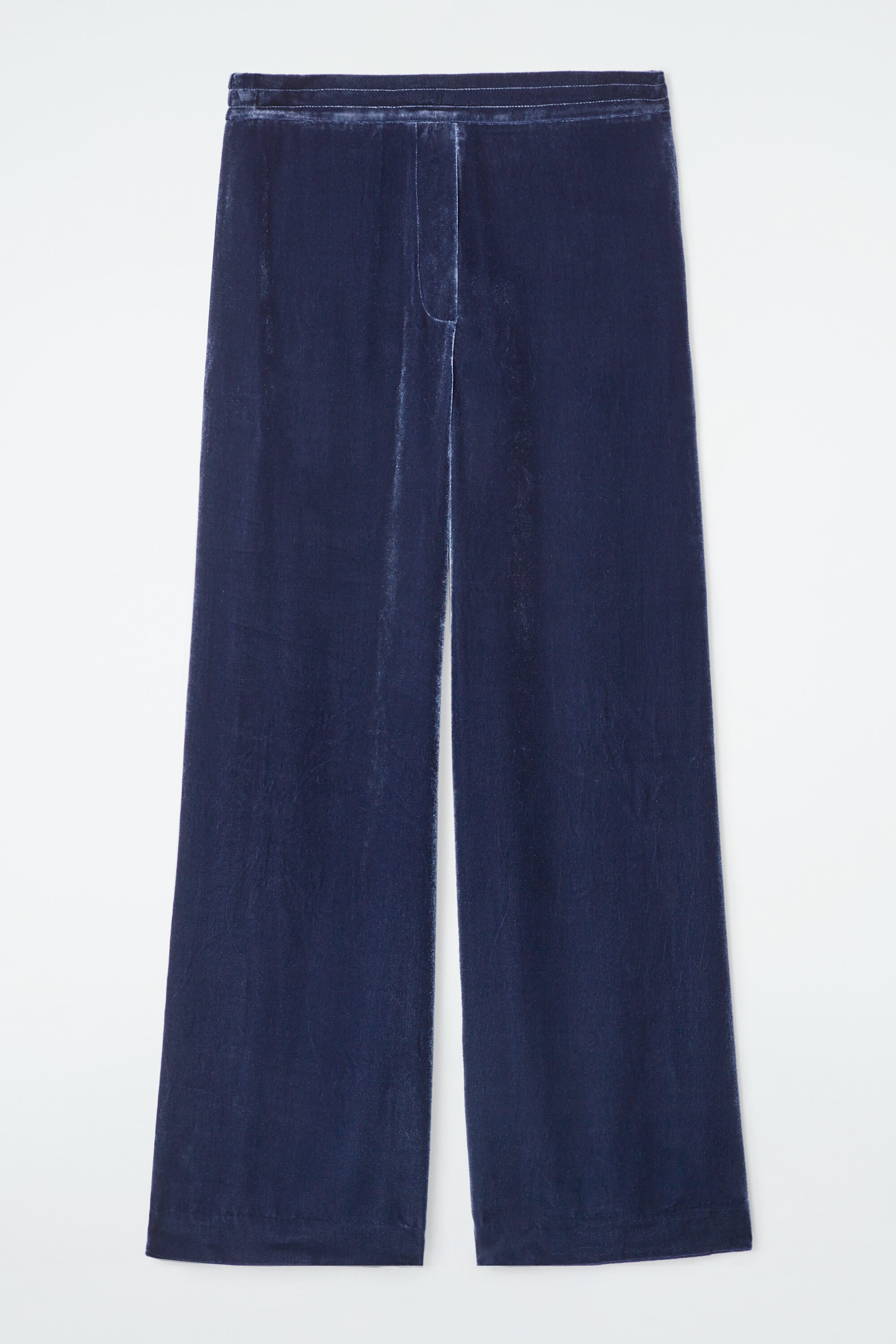 SILK-BLEND VELVET PANTS - BLUE | COS
