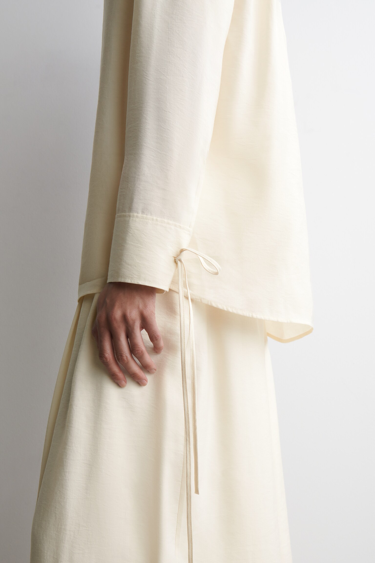 BLOUSE À COL LARGE EN MODAL - ÉCRU/BRUN FONCÉ - 9