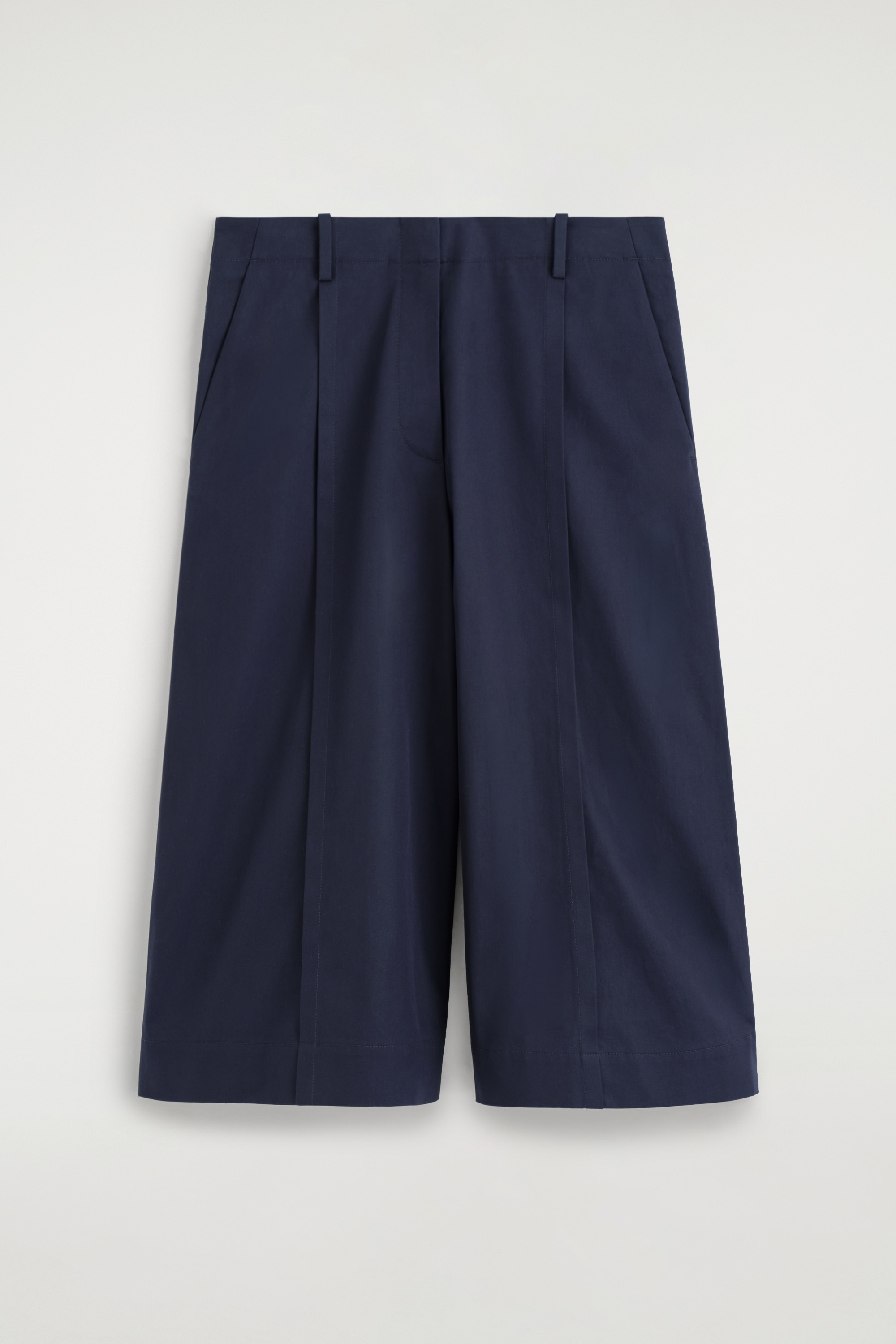 JUPE-CULOTTE TAILLEUR EN SERGÉ DE COTON - BLEU MARINE