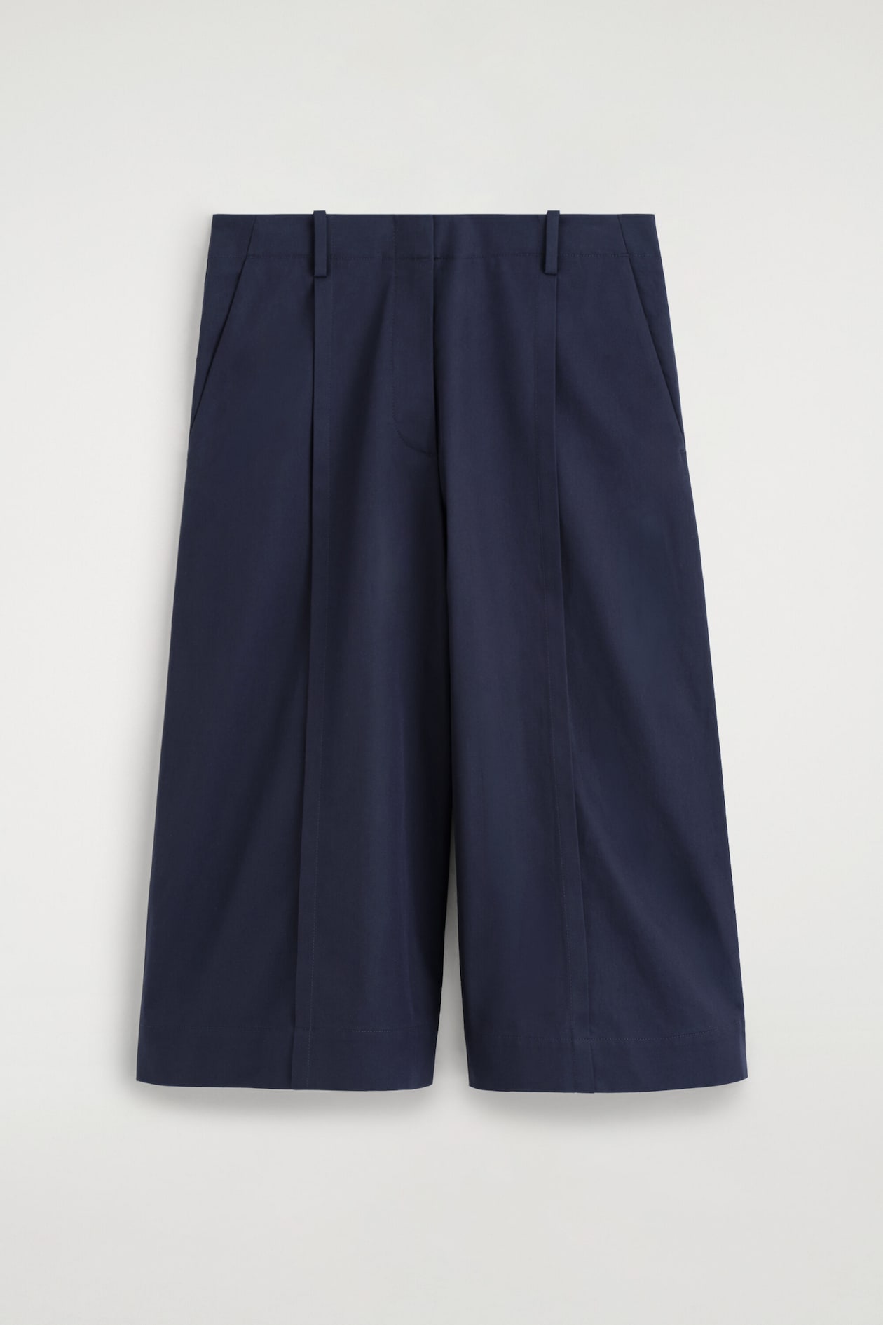 TAILORED COTTON-TWILL CULOTTES — NAVY