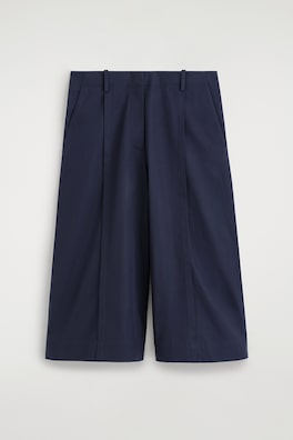 TAILORED COTTON-TWILL CULOTTES — NAVY 7