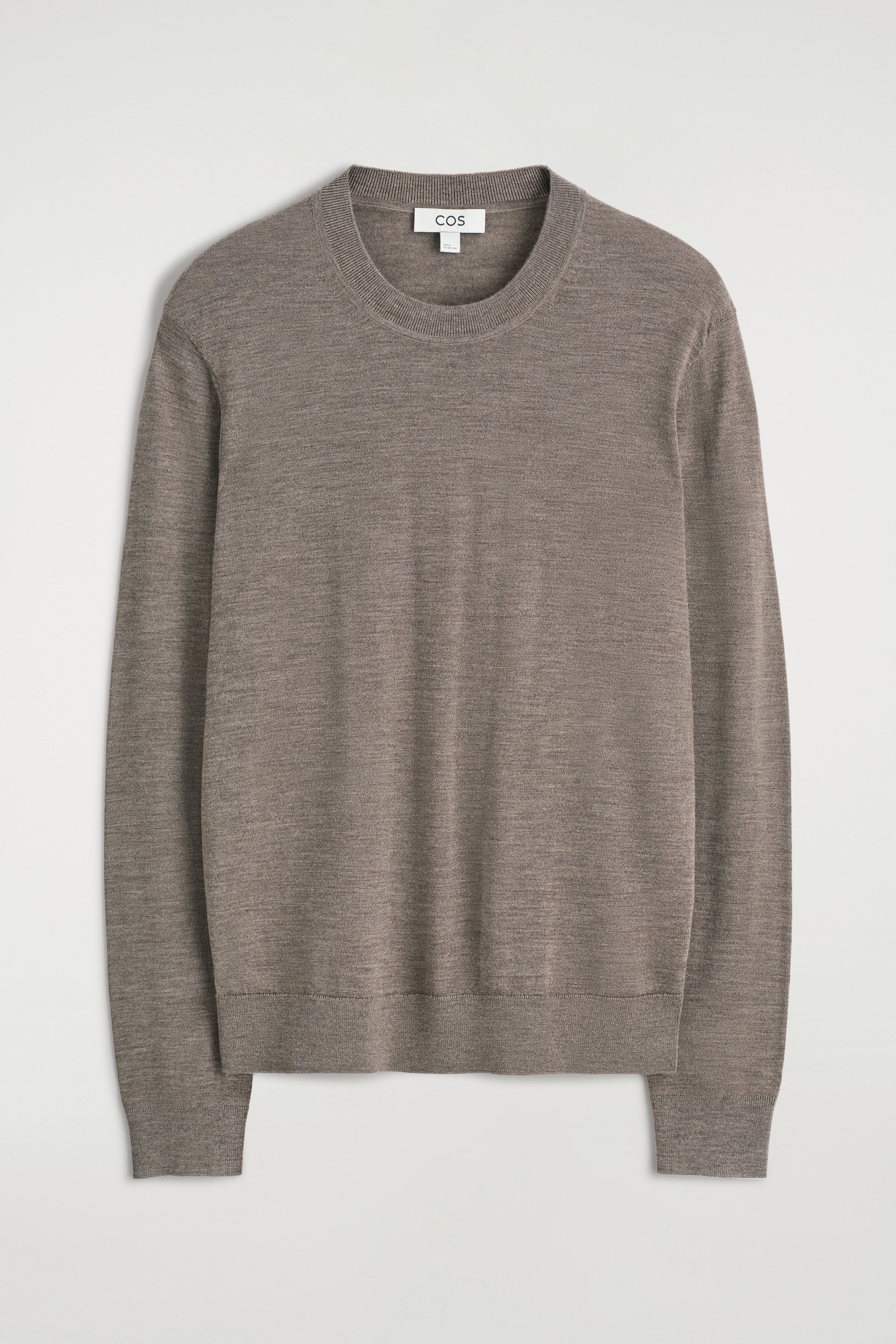 SCHMALER MERINOWOLLPULLOVER MIT RUNDHALSAUSSCHNITT - BEIGE MELIERT/NAVYBLAU/KOBALTBLAU
