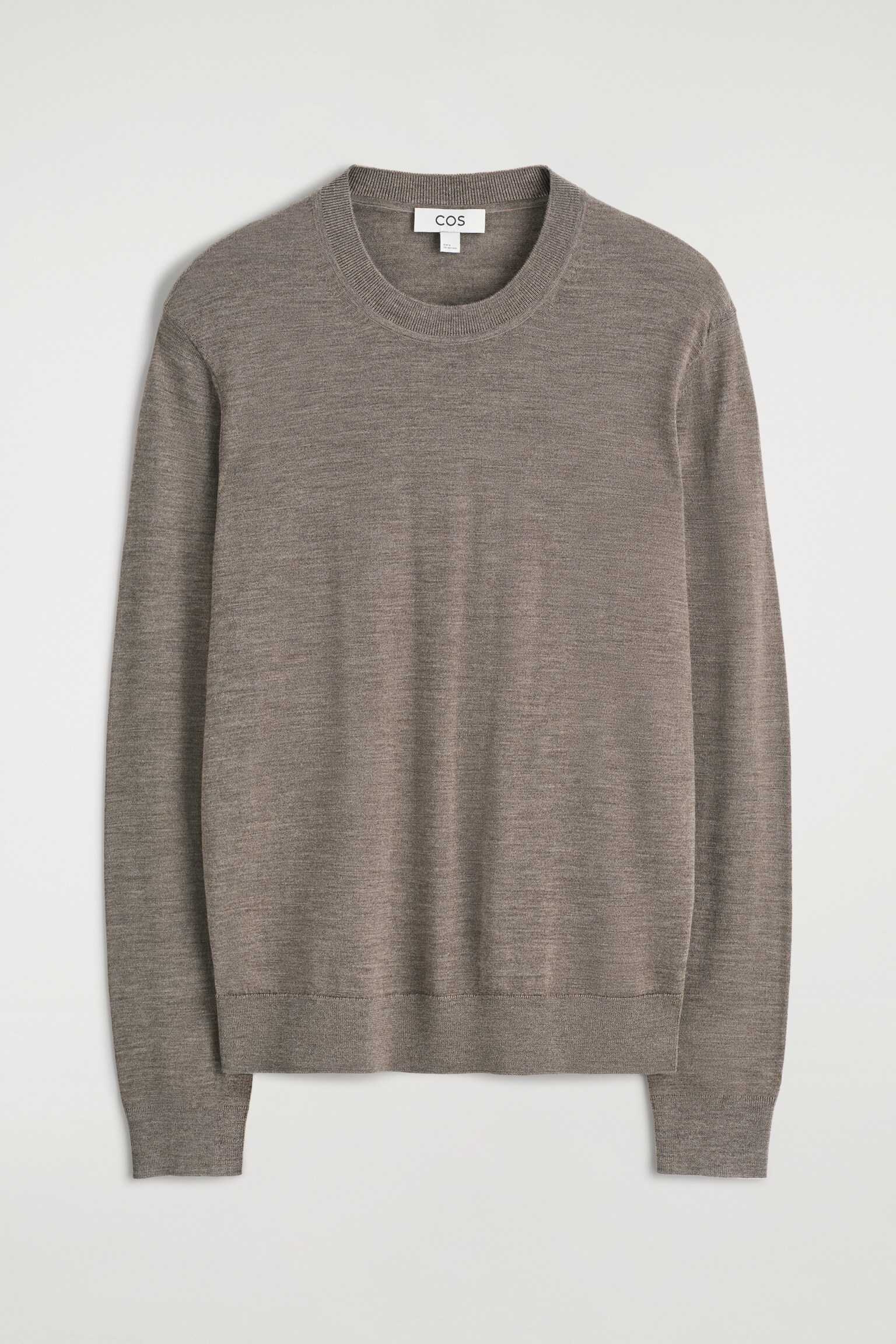 SCHMALER MERINOWOLLPULLOVER MIT RUNDHALSAUSSCHNITT - BEIGE MELIERT/KOBALTBLAU - 2