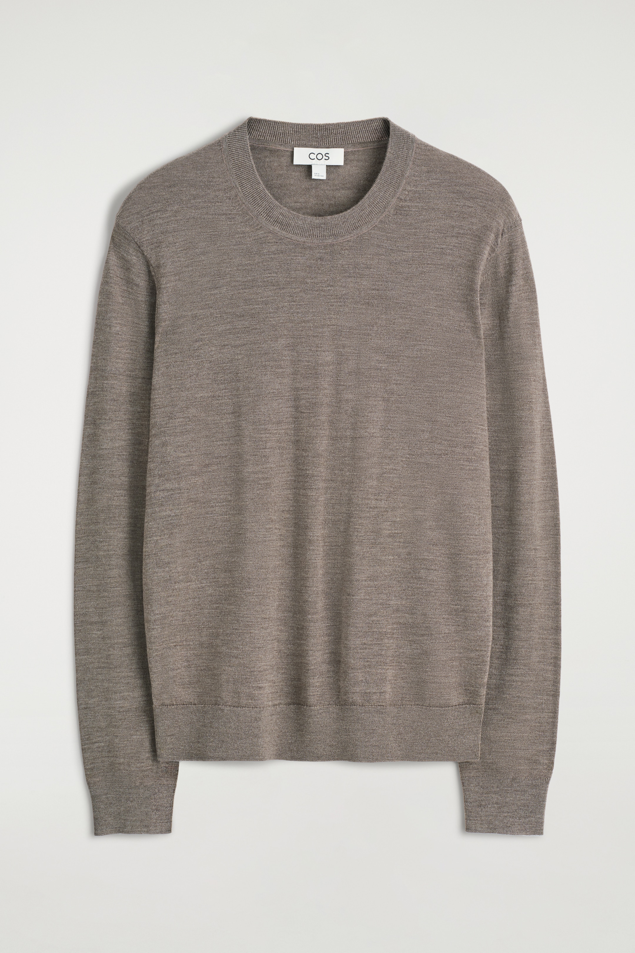 Grotere afbeelding bekijken: SLIM MERINO WOLLEN RONDE HALS TRUI - BEIGE MÉLANGE - HEREN | H&M BE 5