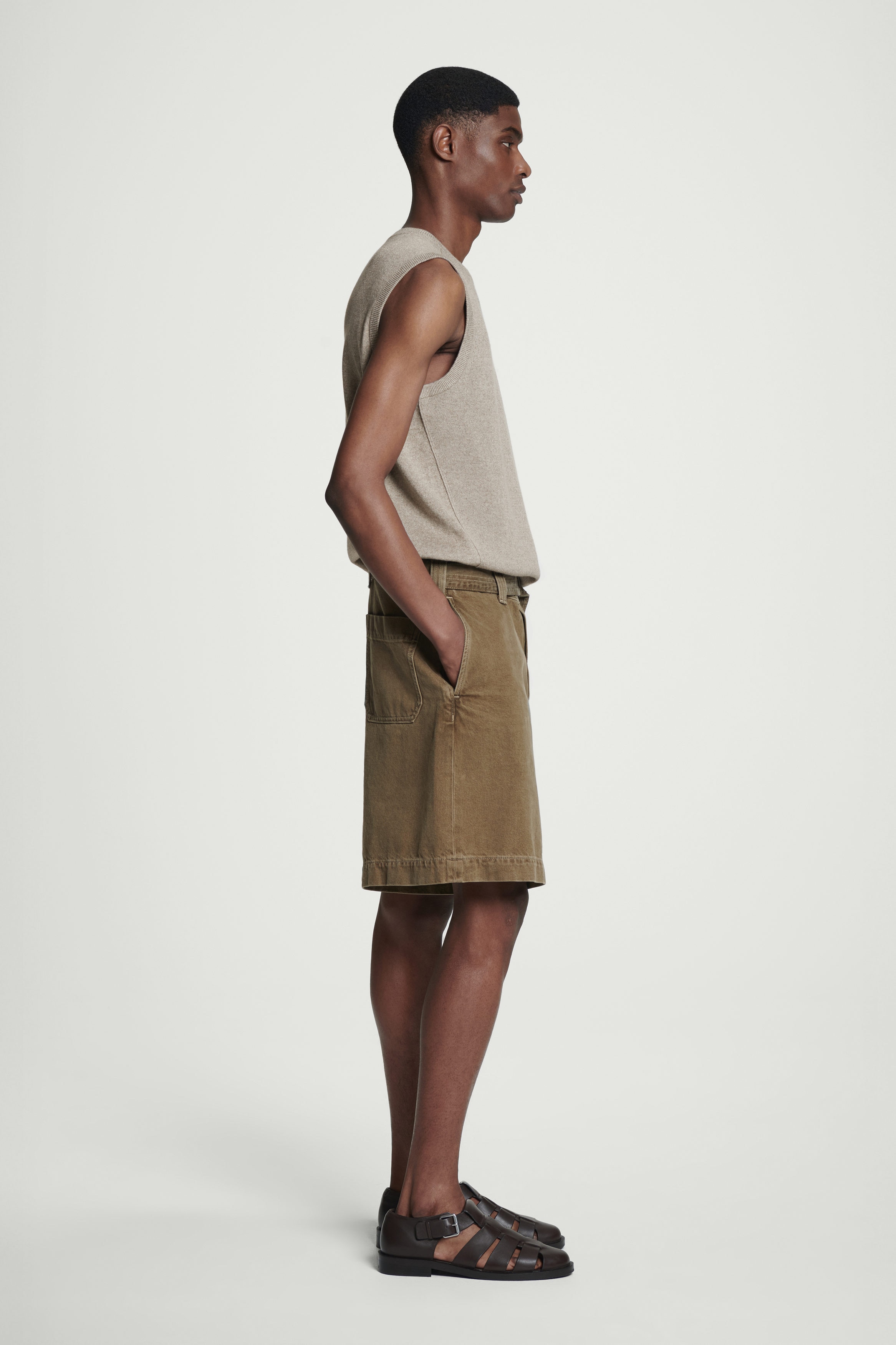 BELTED DENIM SHORTS - TOBACCO | COS