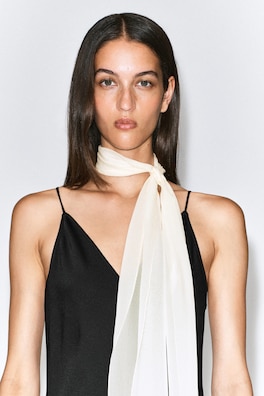 SLIM SHEER SILK SCARF — IVORY 3
