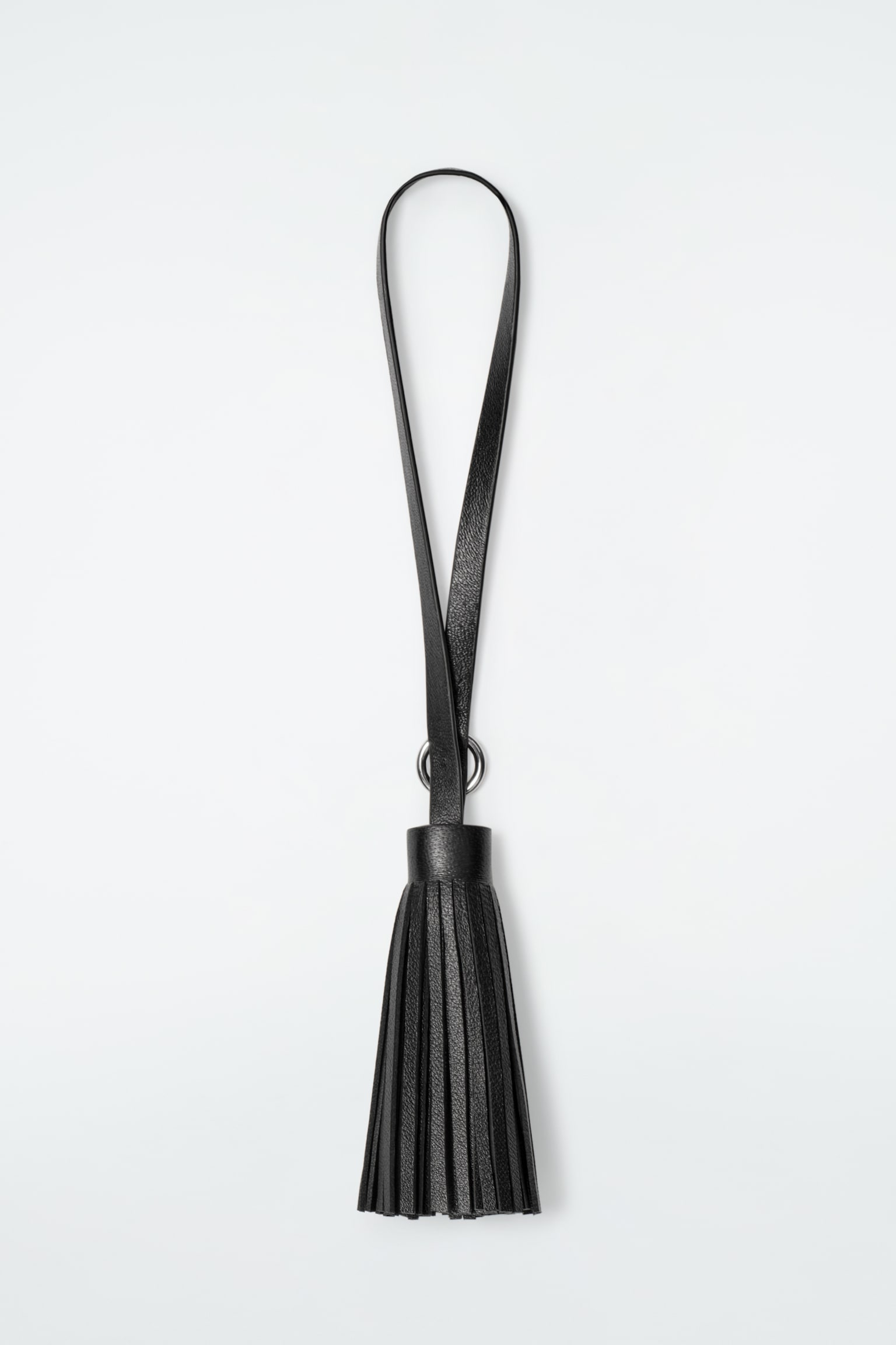 CIONDOLO PER BORSA IN PELLE CON FRANGE - NERO/ROSA - 2