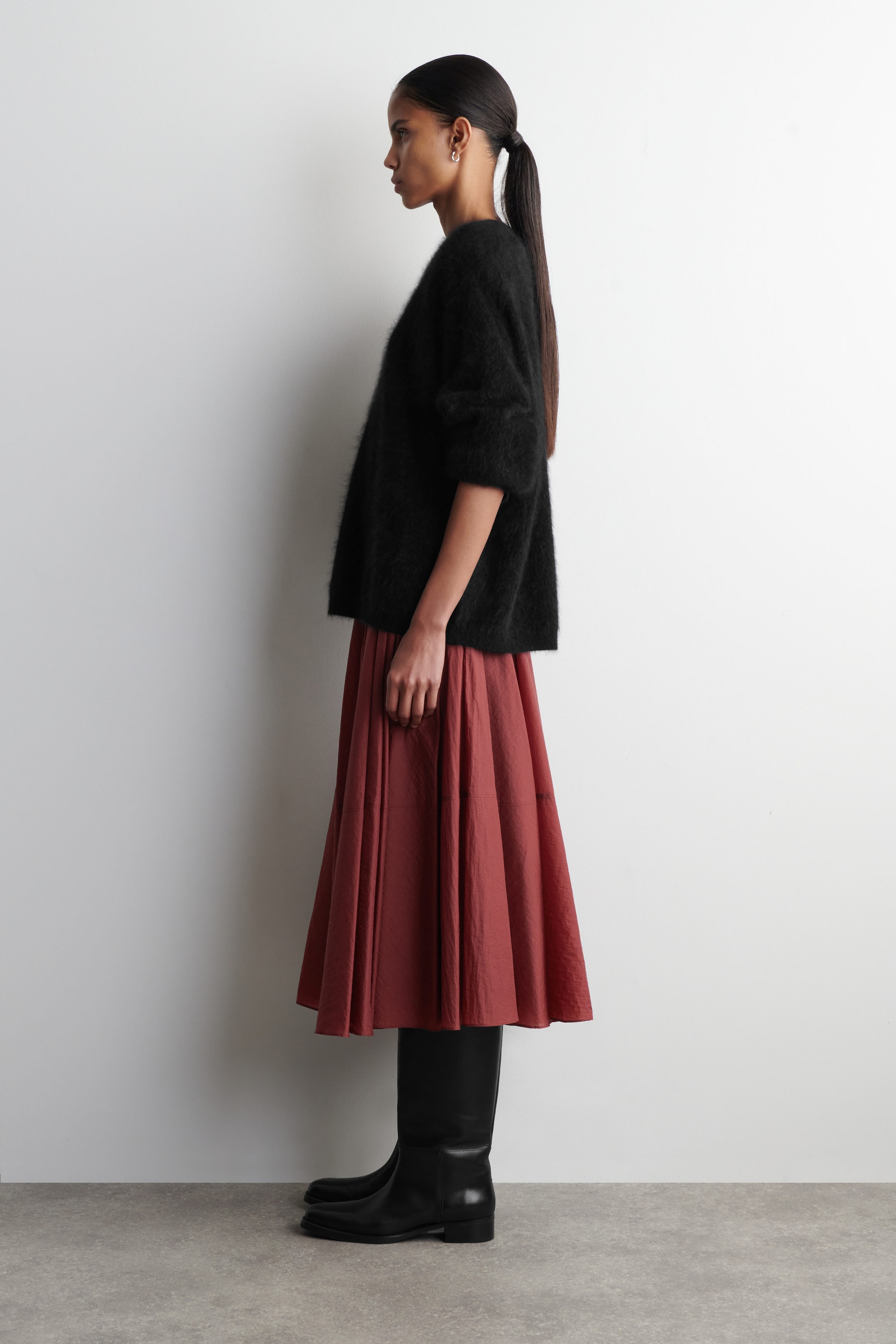 CIRCLE-CUT MIDI SKIRT