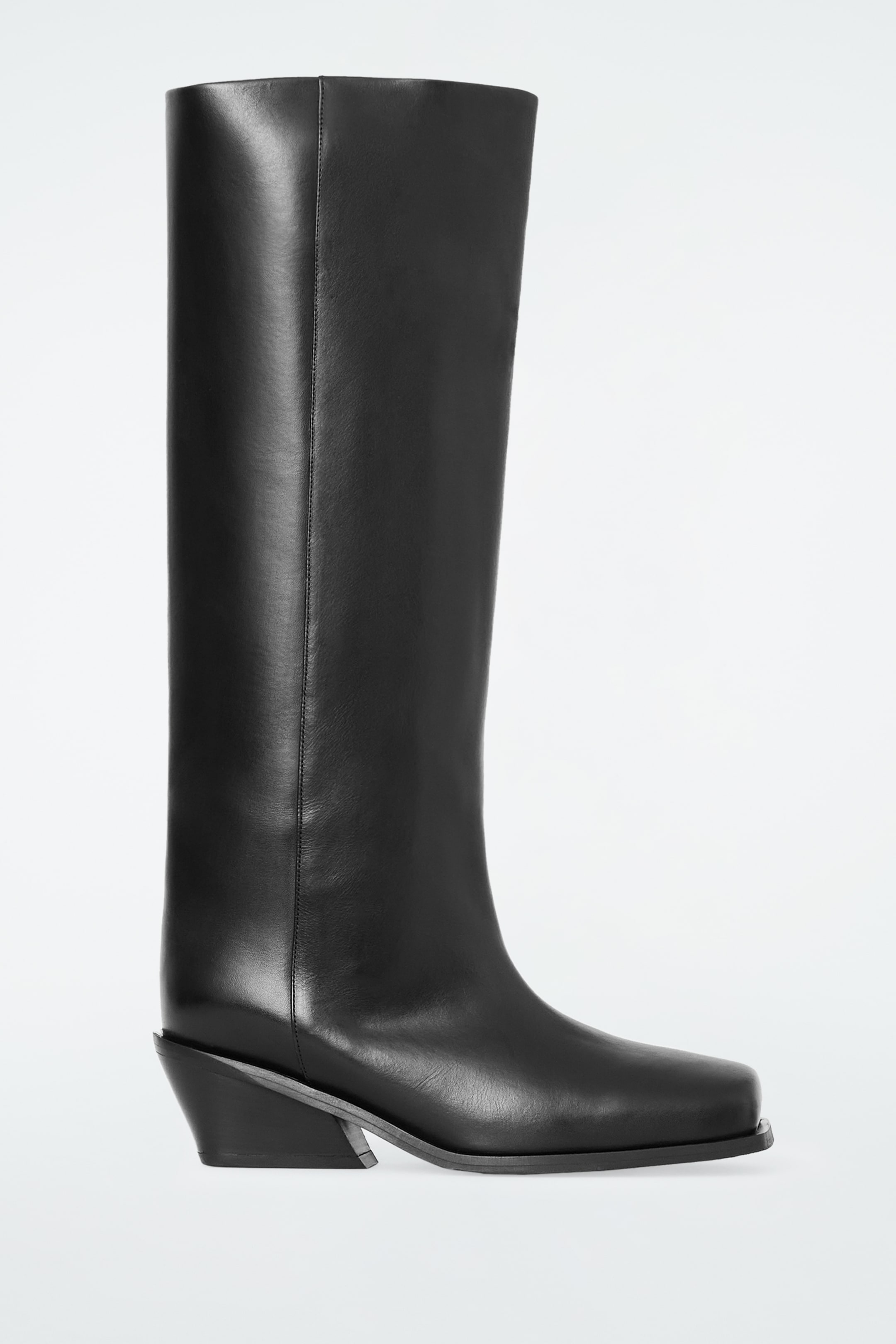 View larger image: SQUARE-TOE LEATHER KNEE-HIGH BOOTS - BLACK - Ladies | H&M GB 1