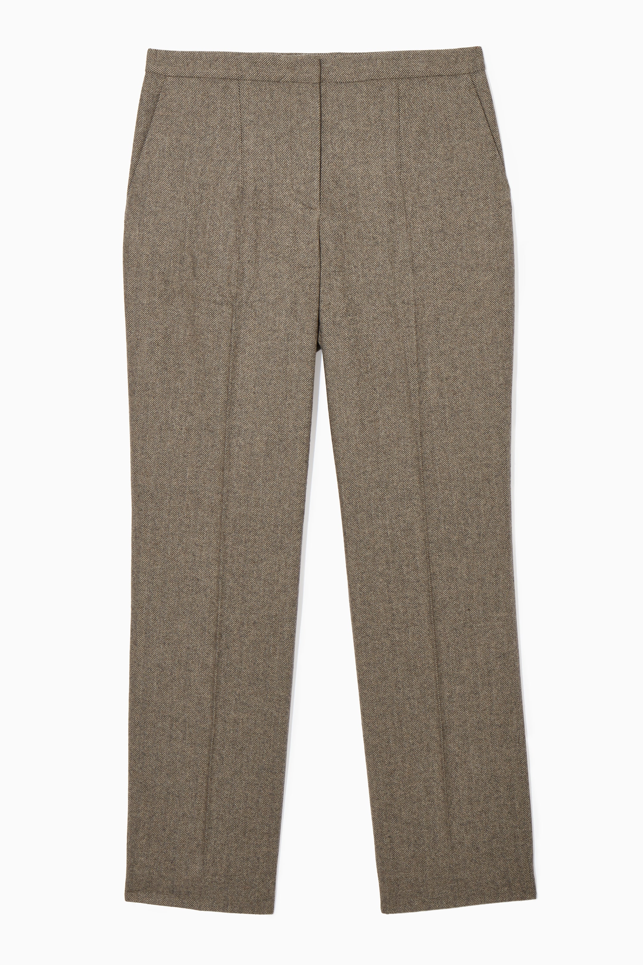 View larger image: STRAIGHT-LEG WOOL-HERRINGBONE TROUSERS - BROWN / HERRINGBONE - Ladies | H&M GB 1
