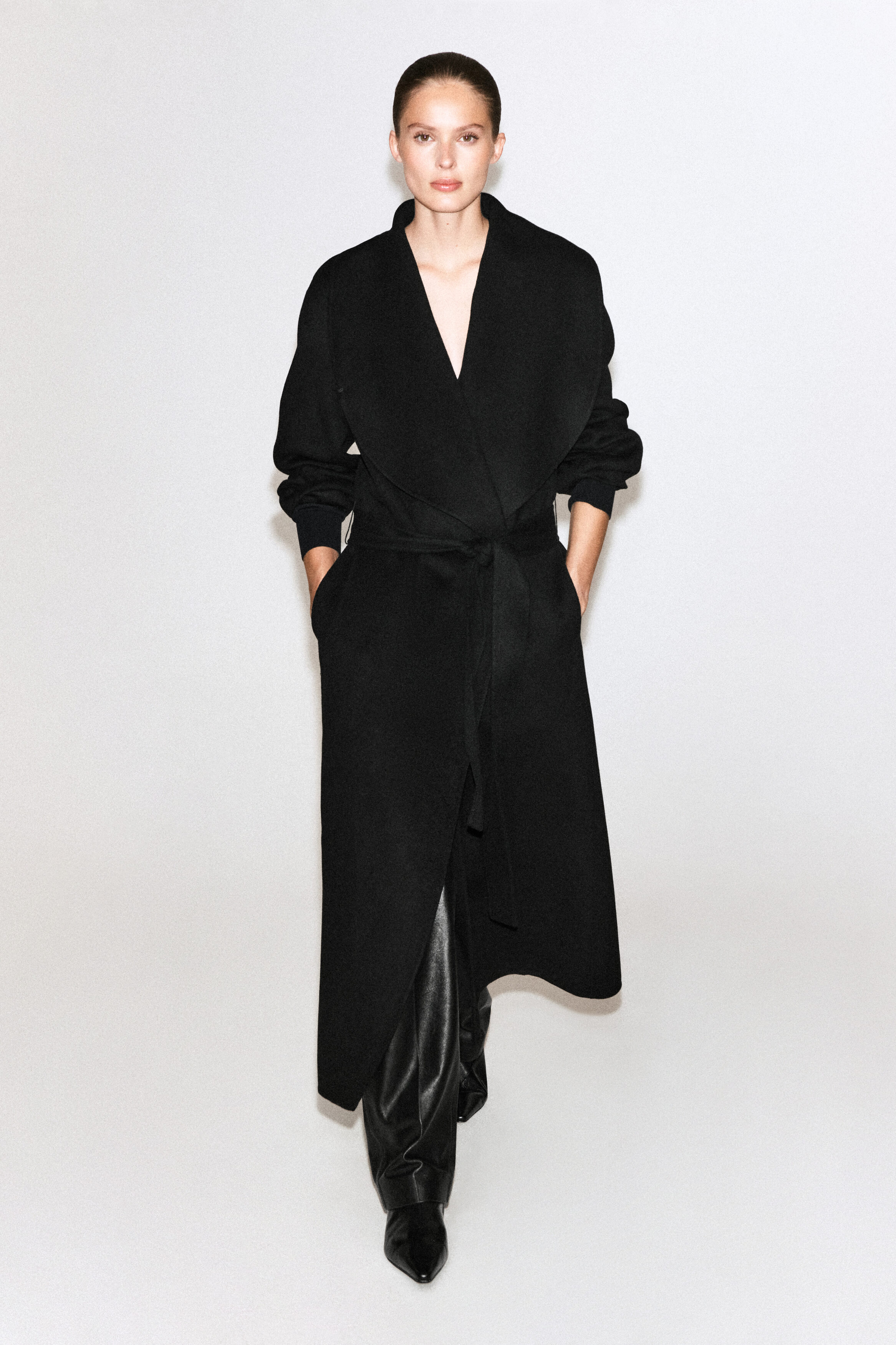 DOUBLE-FACED WOOL SHAWL-COLLAR COAT - CARBON | COS US