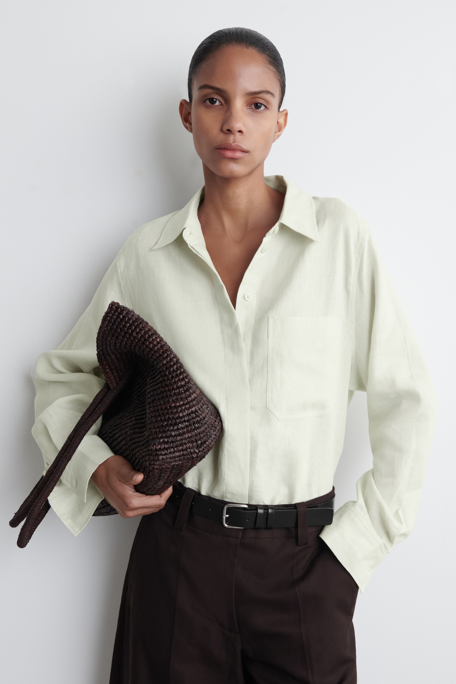 CAMISA DE LINO OVERSIZE - VERDE CLARO/BLANCO/AMARILLO MANTEQUILLA/AZUL MARINO