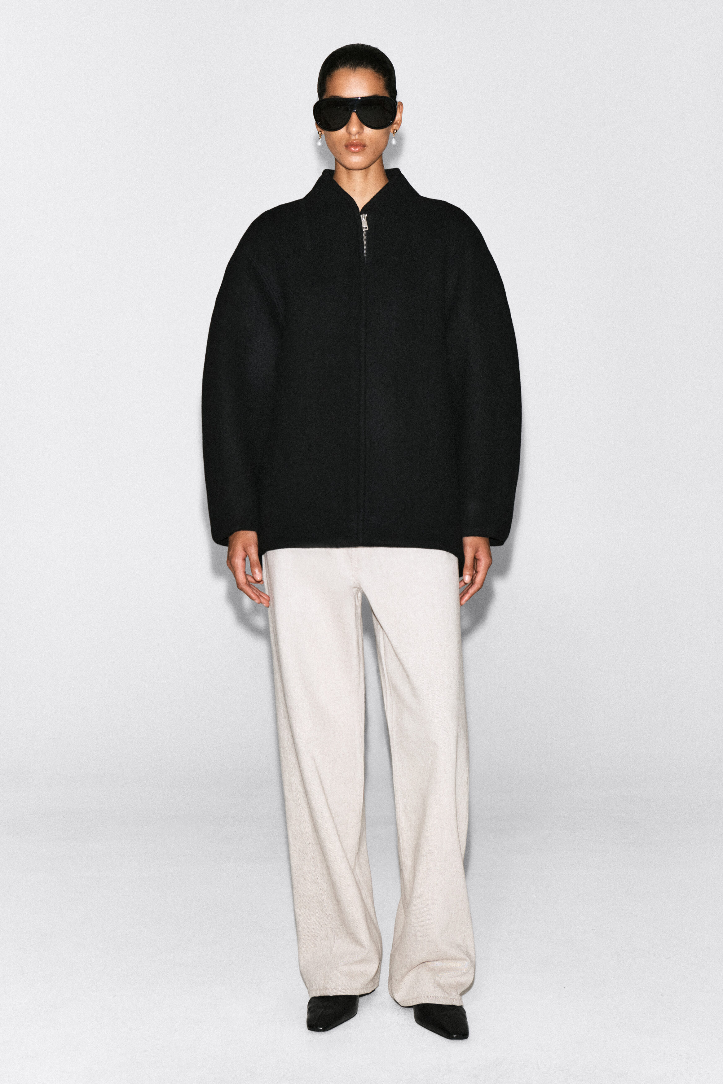 SCULPTED WOOL-BLEND ZIP-UP JACKET - BLACK | COS US