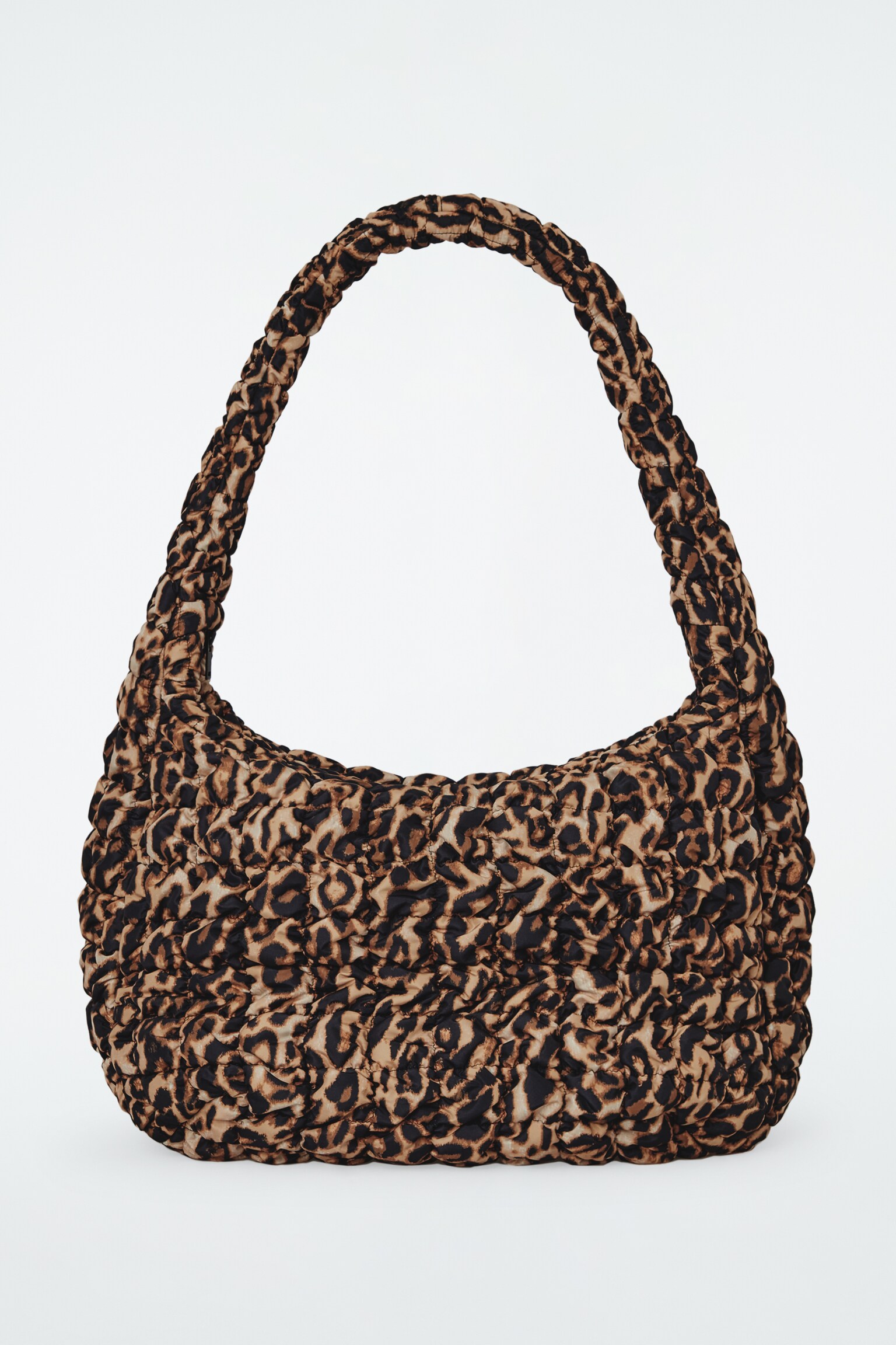 SAC BANDOULIÈRE OVERSIZE MATELASSÉ - LÉOPARD/BEIGE CLAIR