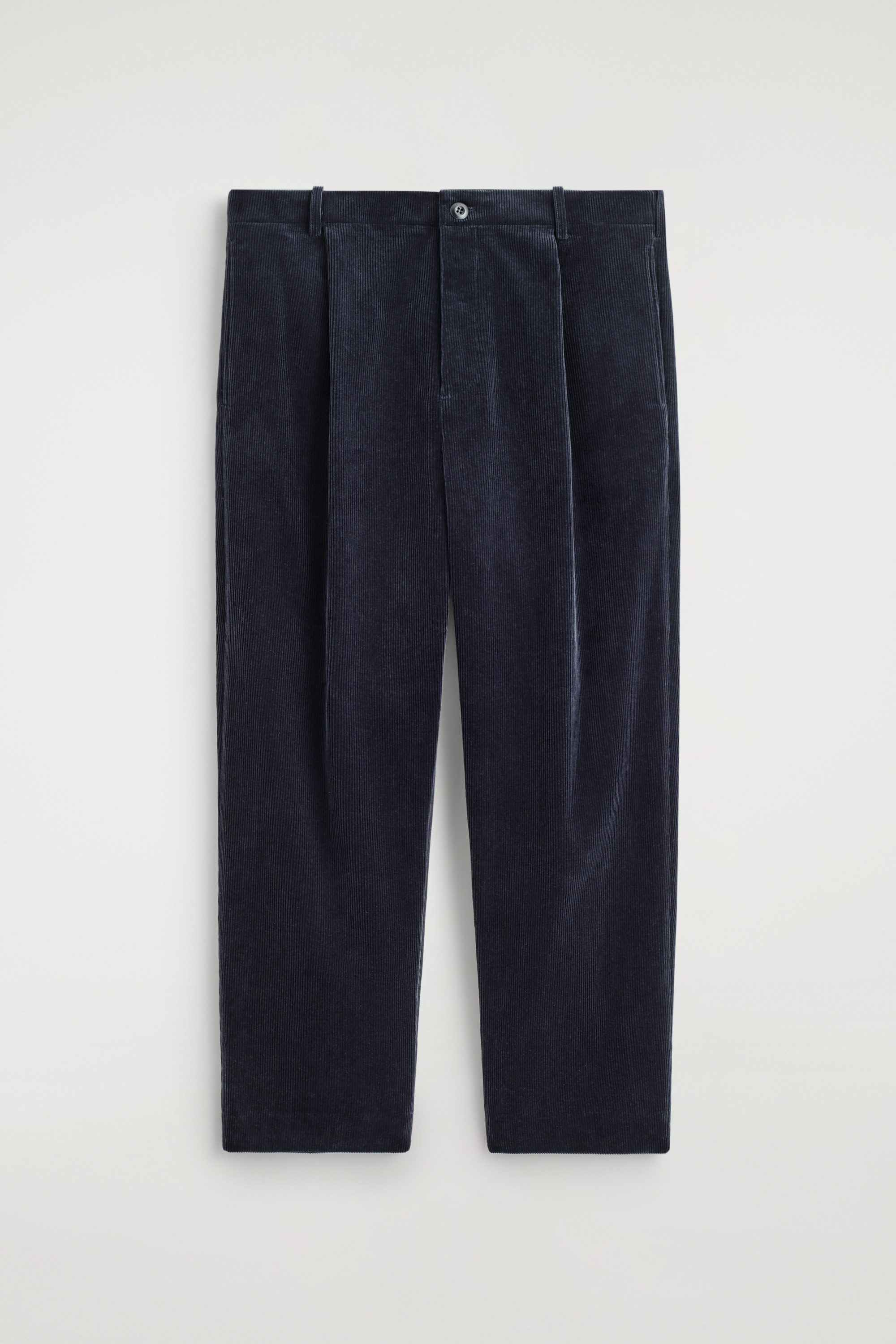 PLEATED CORDUROY STRAIGHT-LEG PANTS - NAVY | COS US