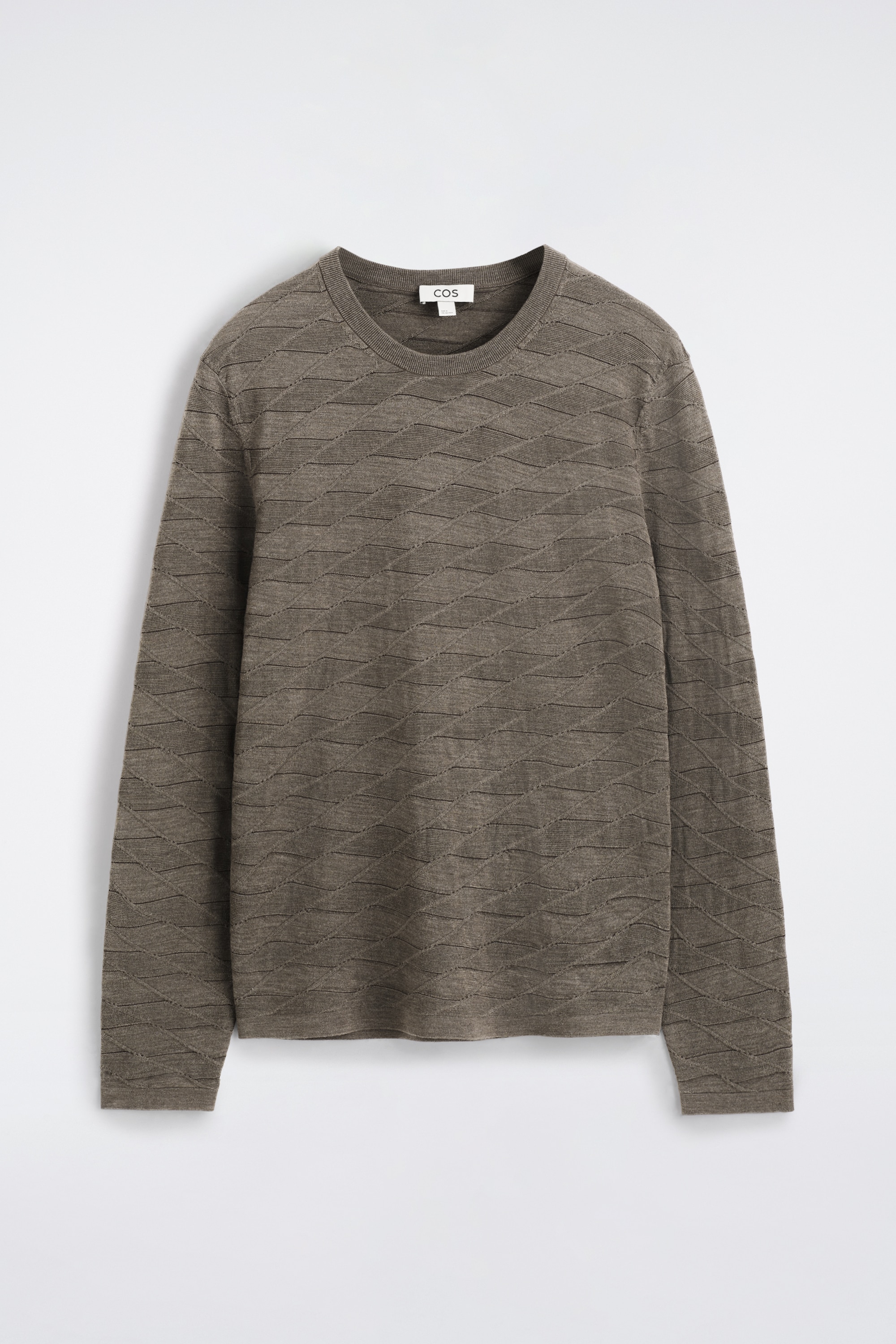 PULL EN MAILLE DE LAINE MÉRINOS MOTIF GÉOMÉTRIQUE - BRUN