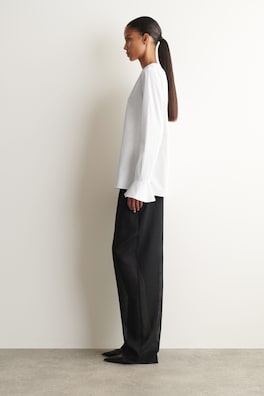 FLARED-CUFF COTTON BLOUSE — WHITE 3
