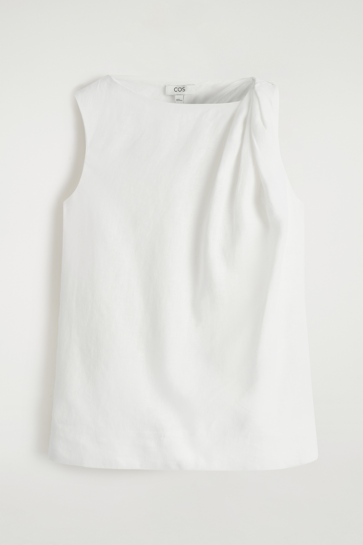 TOP IN LINO CON DETTAGLIO RITORTO - BIANCO/BLU NAVY - 2