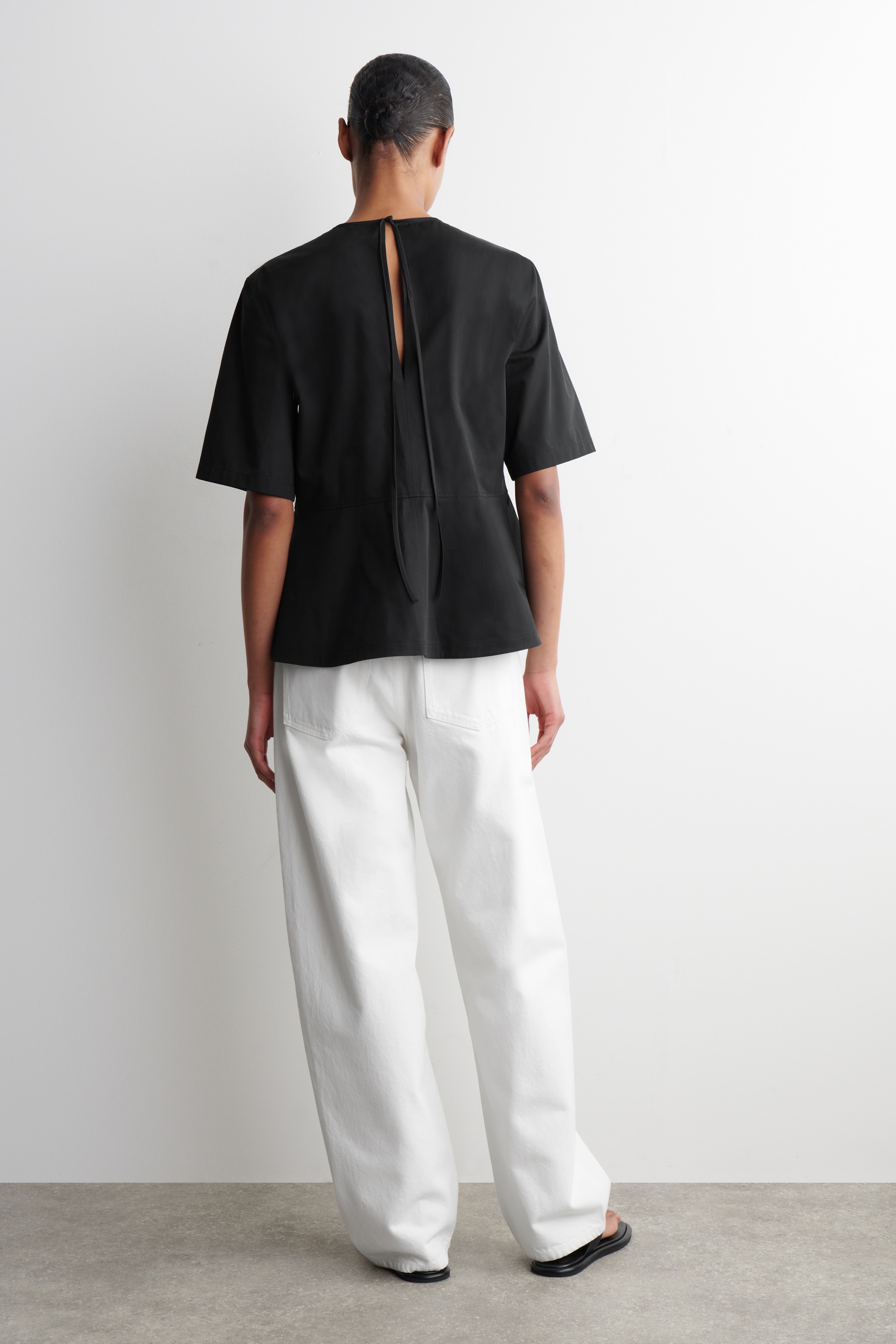 View larger image: COTTON PEPLUM TOP - BLACK - Ladies | H&M GB 4