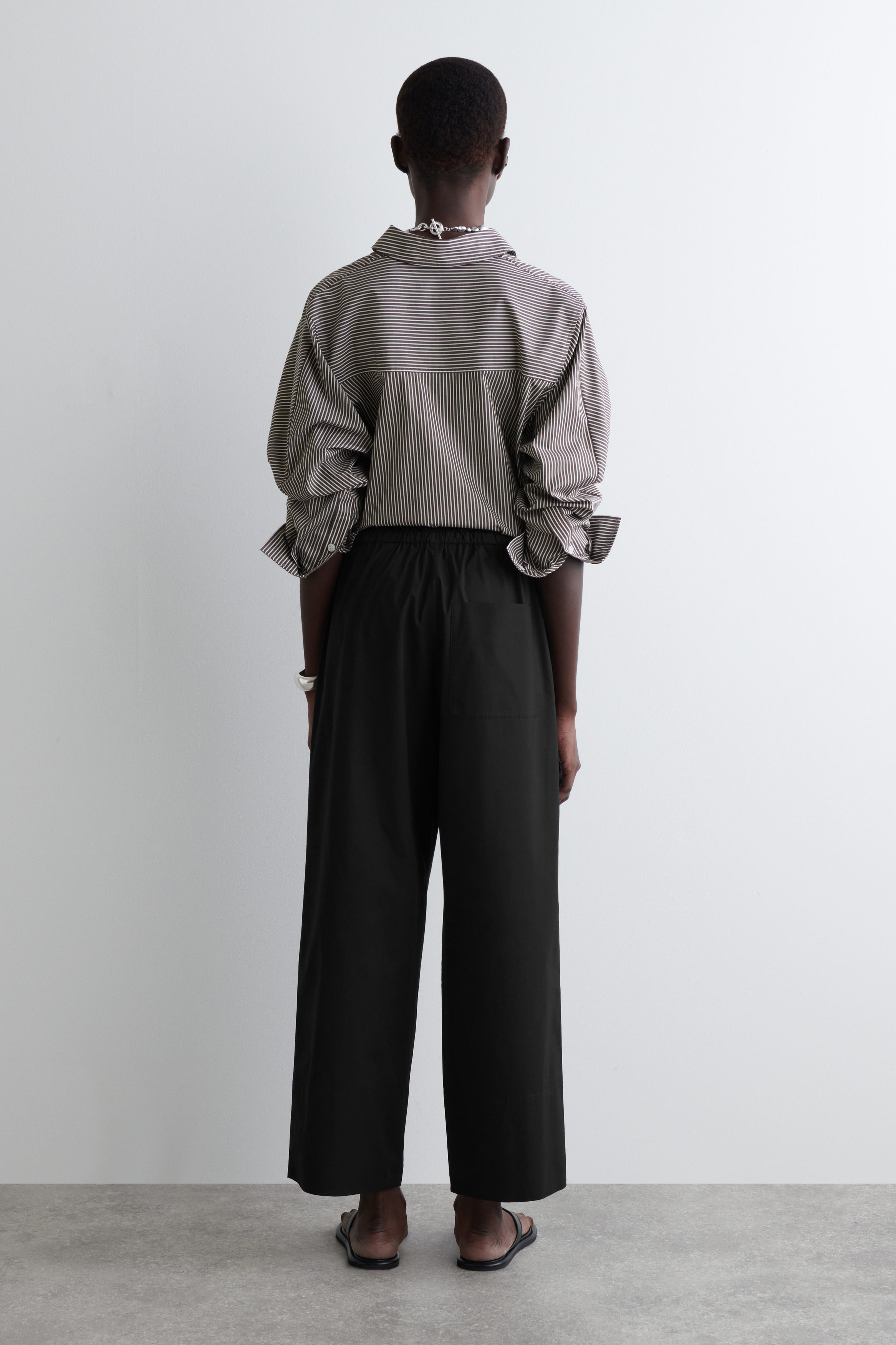 【U LAN】QWERTY Twisted Wide Cotton Pants Wide Straight Cotton Gabardine Pants