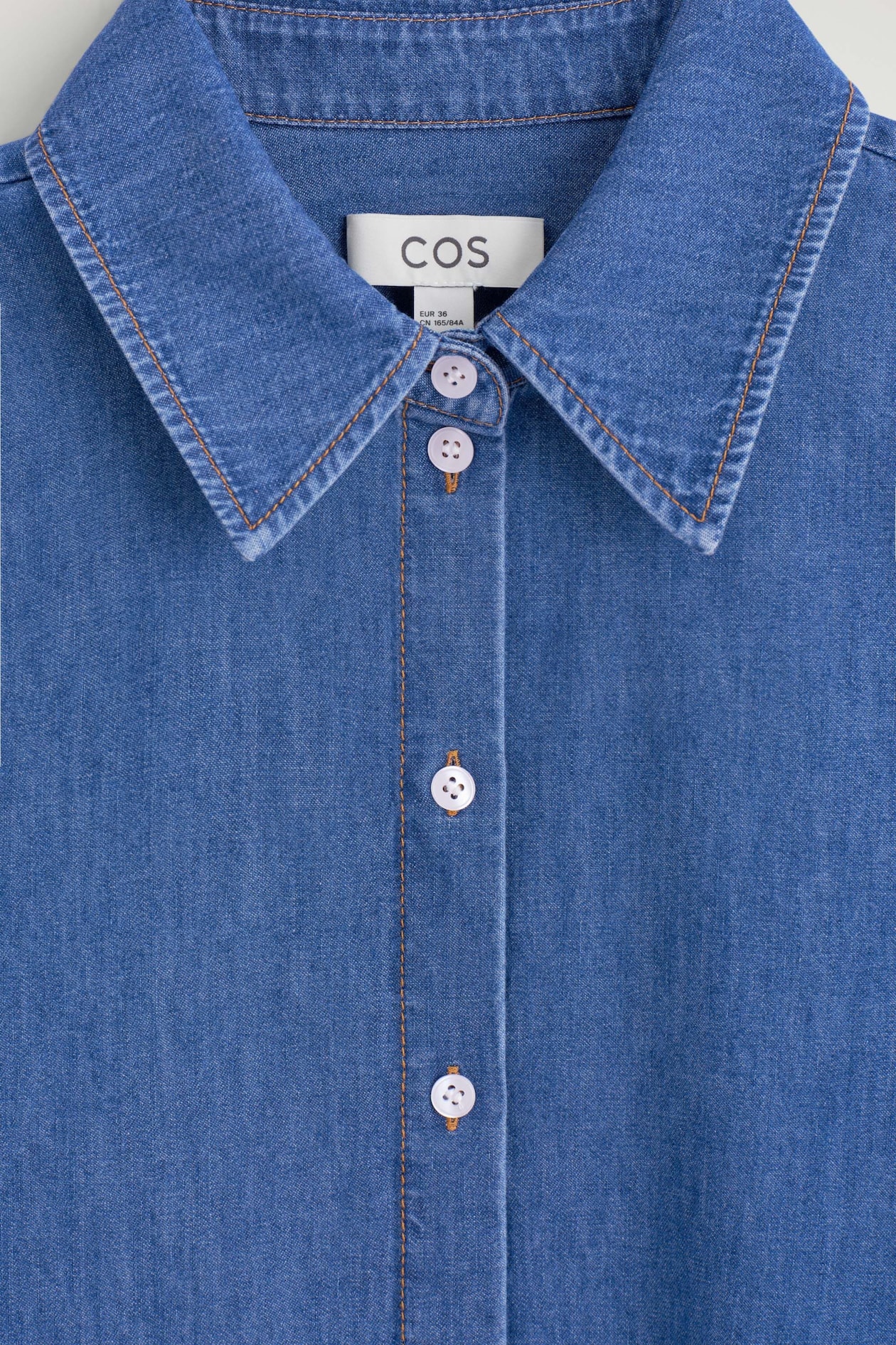 LONGLINE DENIM SHIRT — BLUE