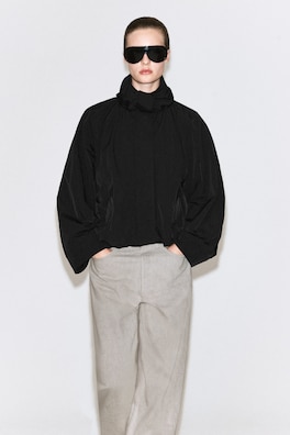 NYLON mock-NECK JACKET — BLACK 2