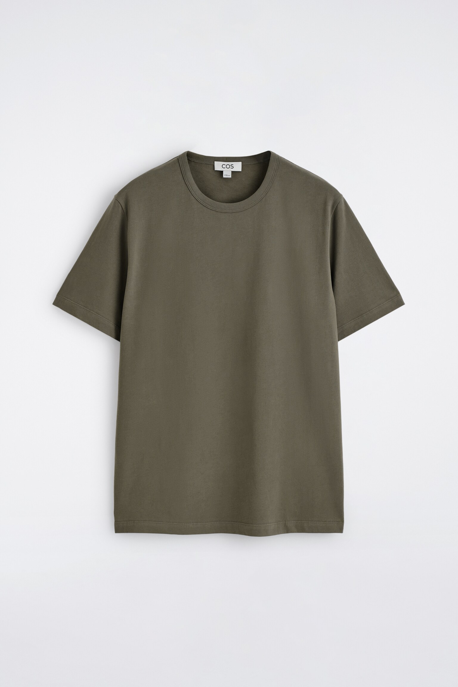 T-SHIRT VAN GEBORSTELD KATOEN - DONKER KHAKI/WIT/ZWART/MARINEBLAUW - 1