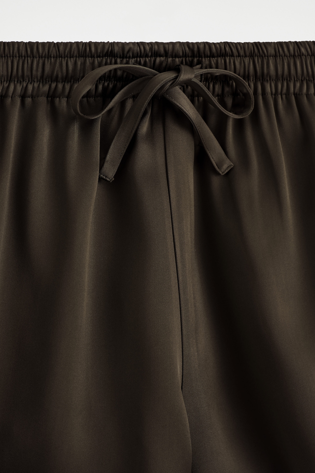 SATIN TRACK SHORTS — BROWN