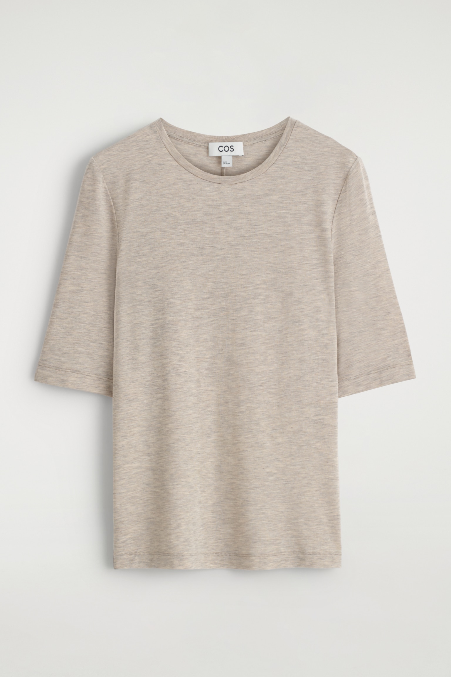 SLIM LIGHTWEIGHT T-SHIRT - LIGHT-BEIGE MÉLANGE/BURGUNDY/LIGHT PINK - 2